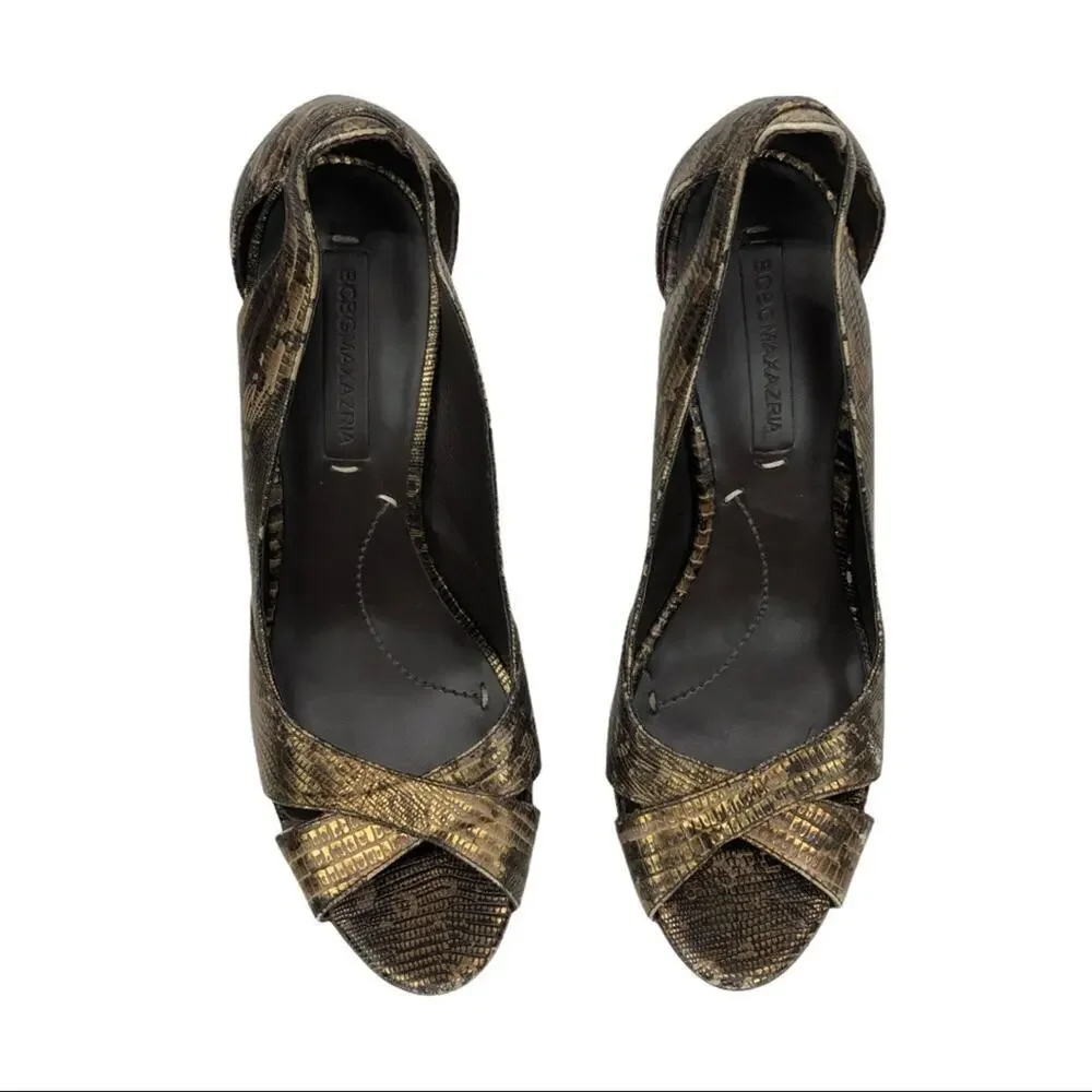 BCBGMaxAzria Stilleto Snake Print Leather Shoes 9